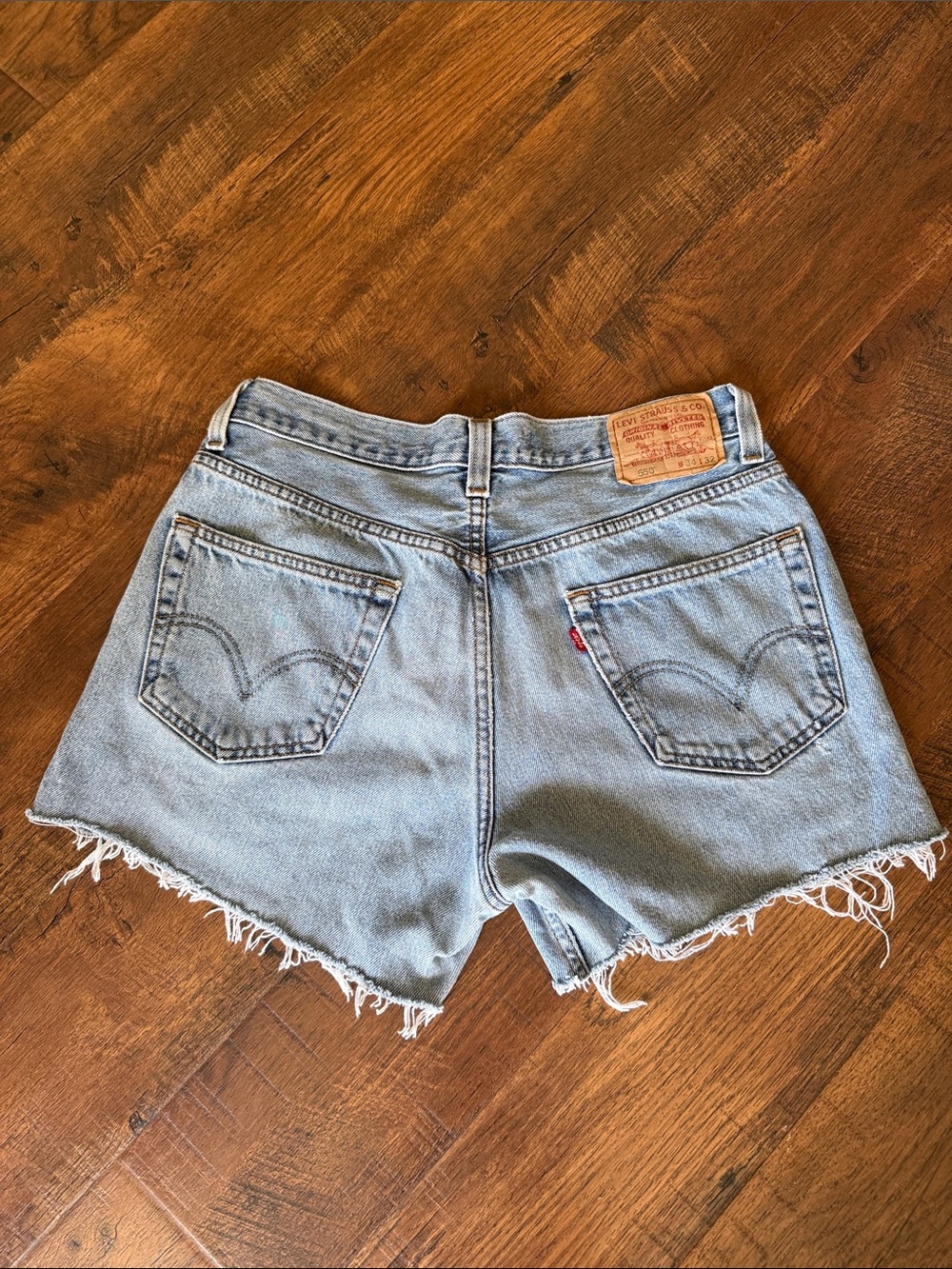Levi's vintage 550 Light Blue Frayed Hem High-Rise Denim Shorts